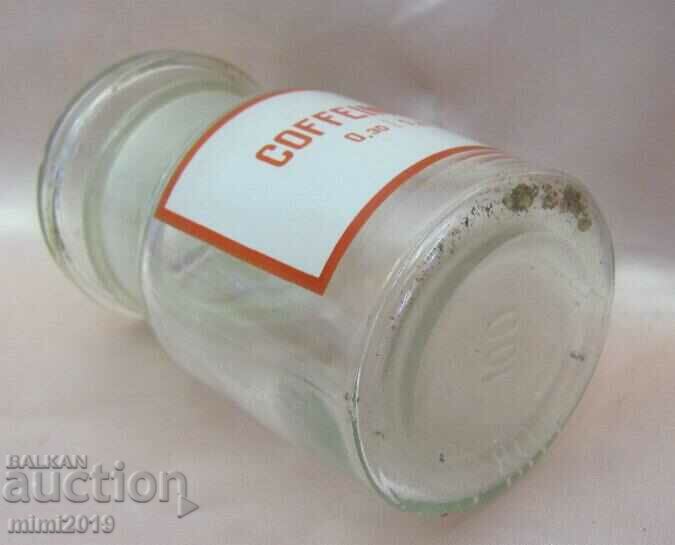 Delivery of 19th century Vintich Apothecary Bottle with Enameled Label-COFFEINUM Delivery of 19th century Vintich Apothecary Bottle with Enameled Label-COFFEINUM