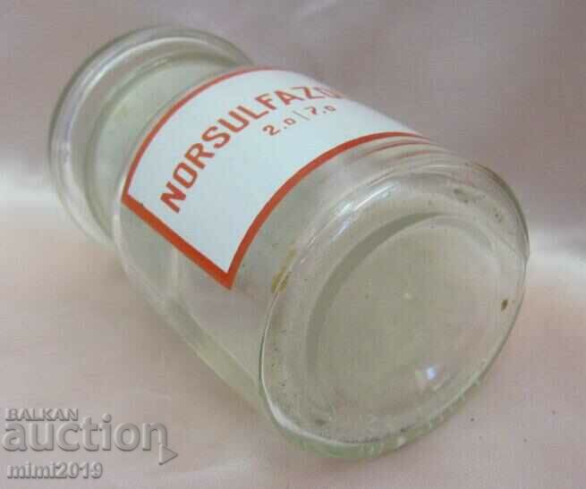 19th century Vintich Apothecary Bottle Enameled Label-NORSULFAZOLUM - 5