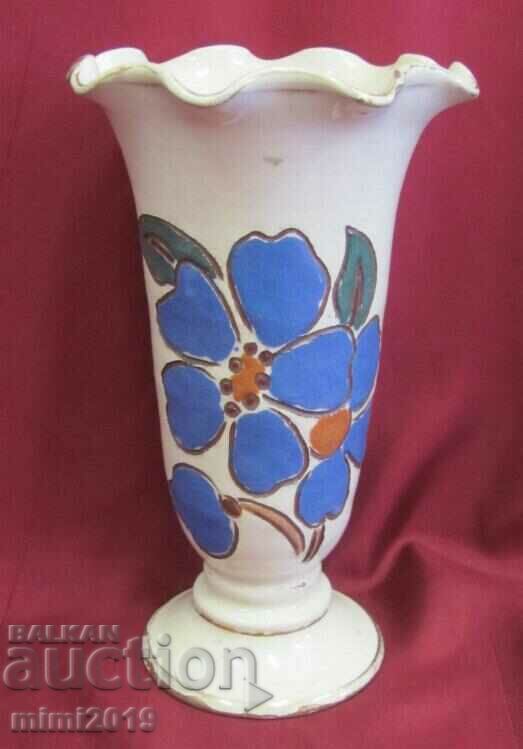 19th century Pottery Porcelain Vase hand painted 23 cm.