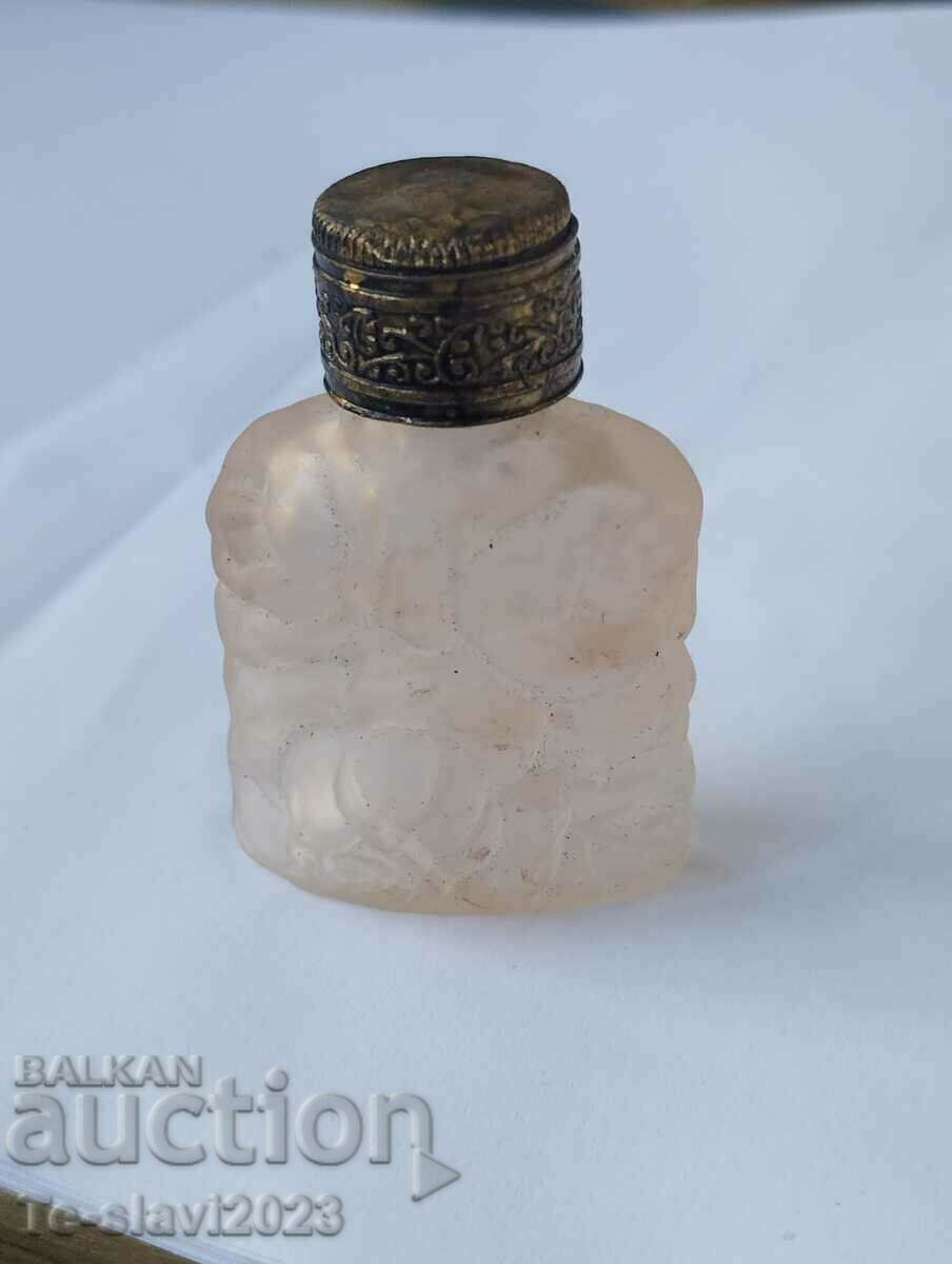 Старо малко стъклено шише от парфюм -Българска роза
