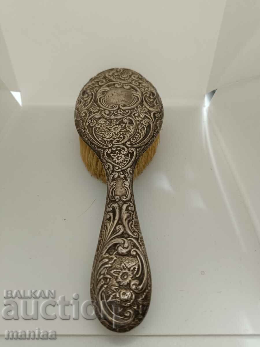Old marked silver English brush 1910