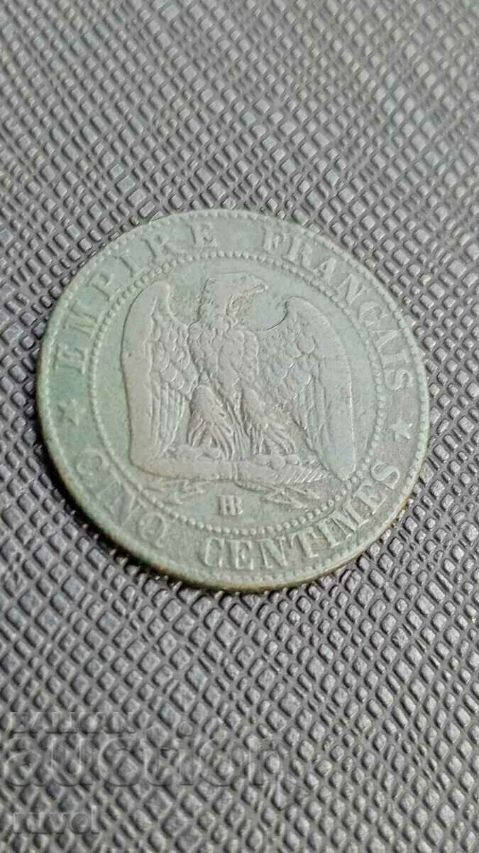 Auction France, 5 centimes 1855 Auction France, 5 centimes 1855