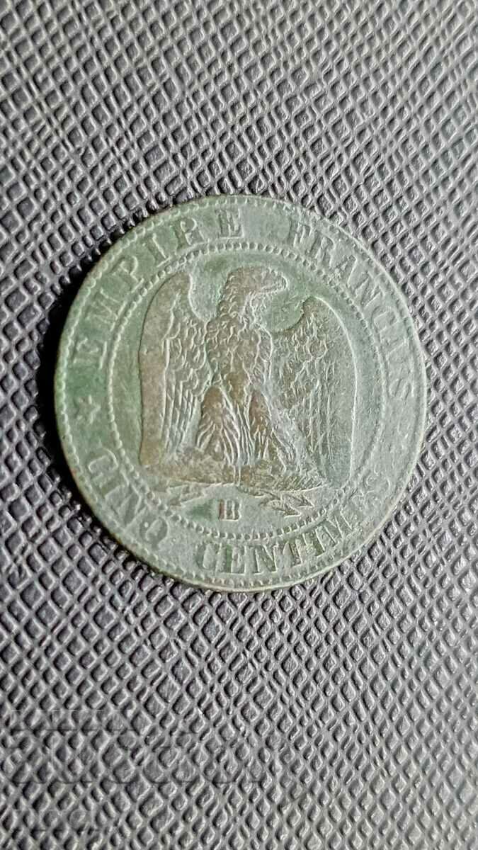 Delivery of France, 5 centimes 1855 Delivery of France, 5 centimes 1855