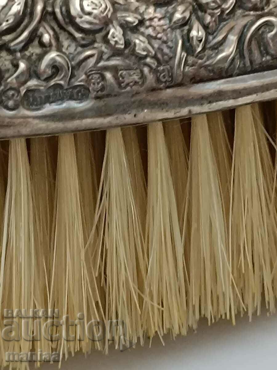 Auction Old marked silver English hairbrush 1900 Auction Old marked silver English hairbrush 1900