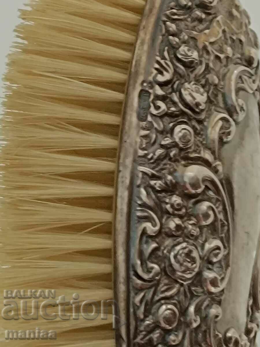 Delivery of Old marked silver English hairbrush 1900 Delivery of Old marked silver English hairbrush 1900