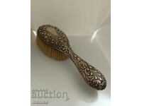 Perie de păr englezească argintie veche 1900