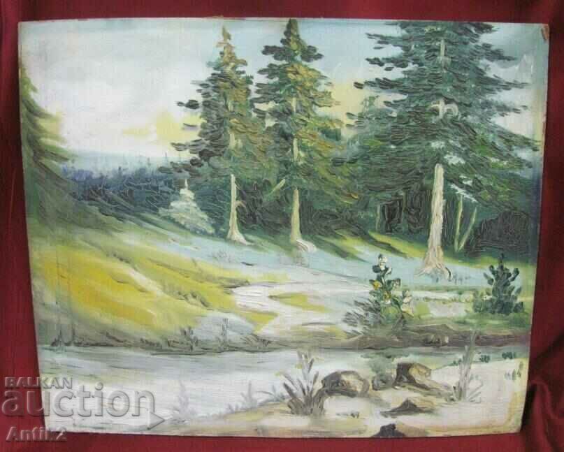 Painting Landscape oil on cardboard 36x28 cm.