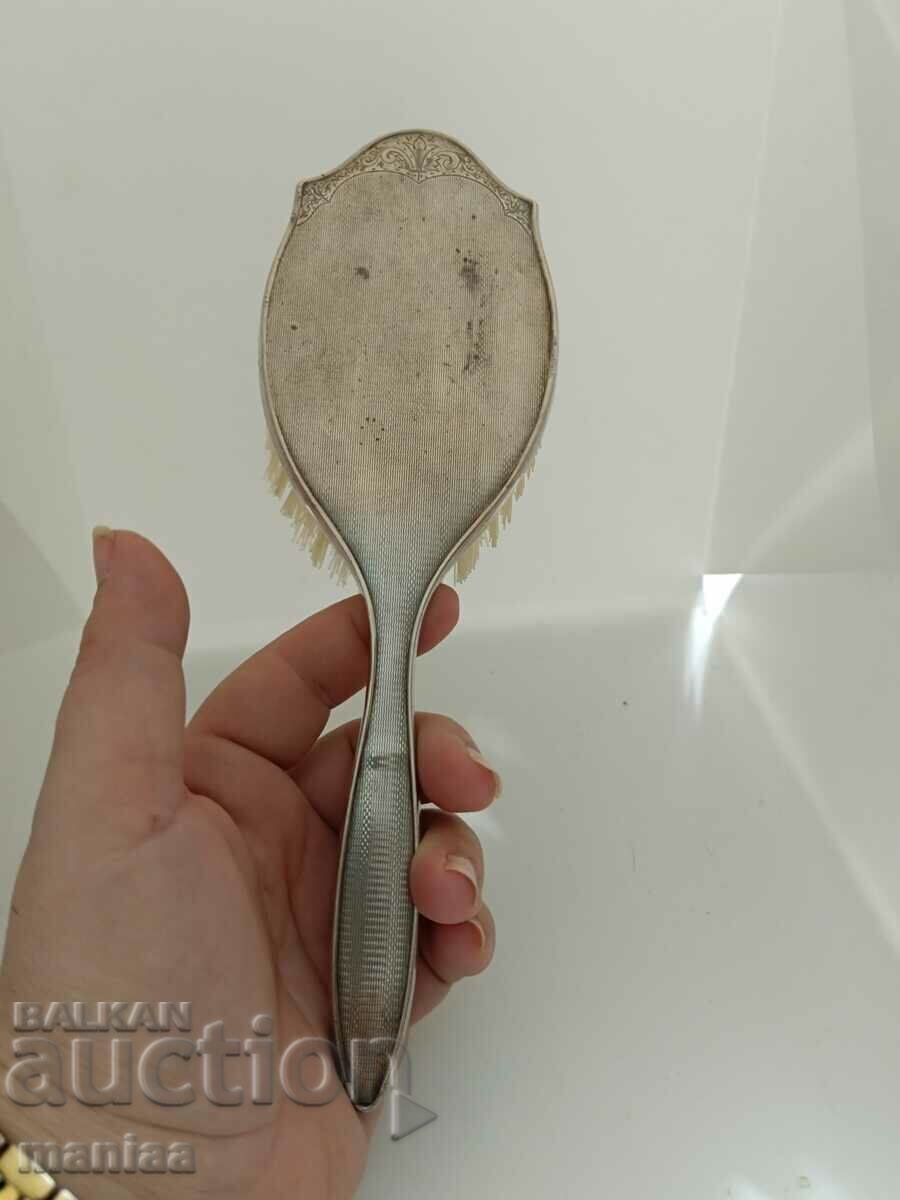 Old marked silver English hairbrush - 5