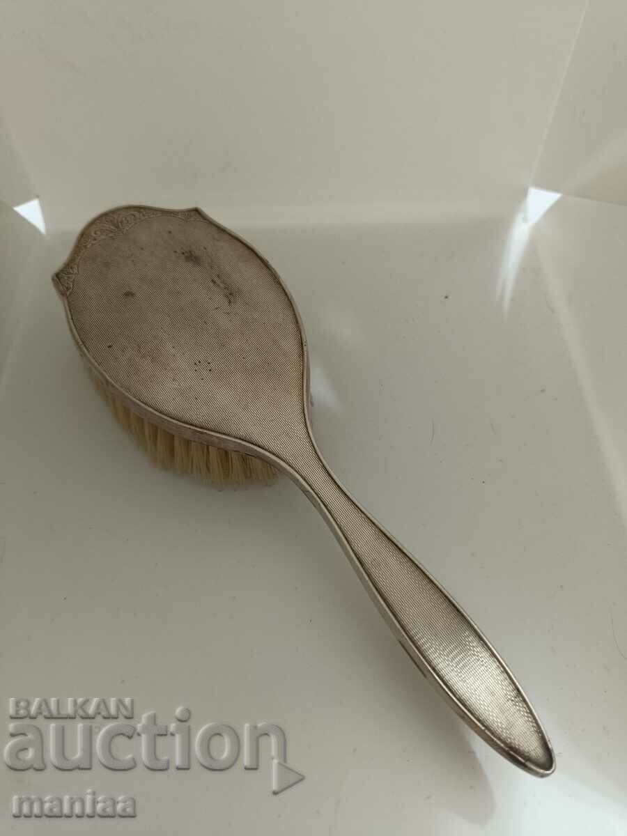Old marked silver English hairbrush