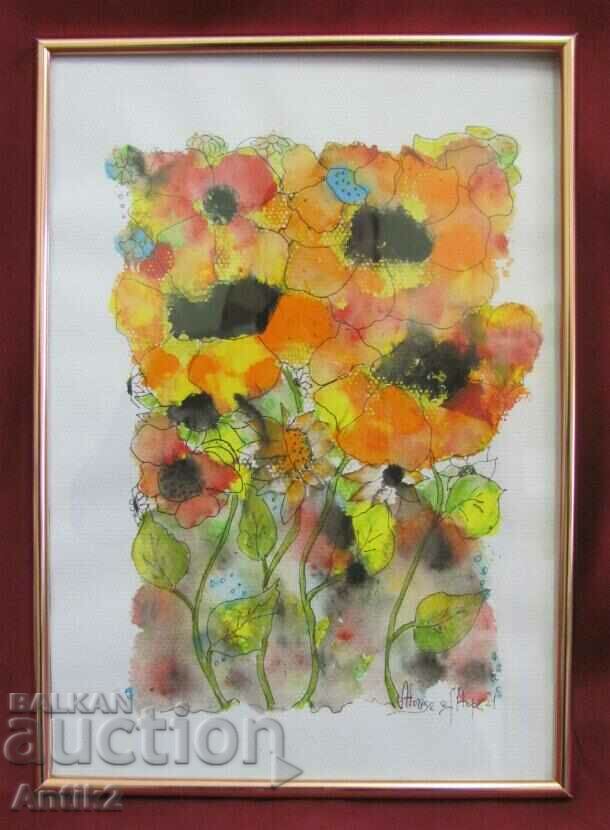 Watercolor painting signed 30x20 cm.