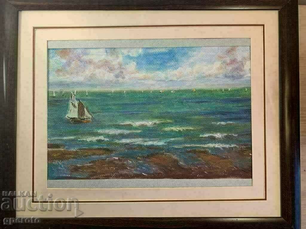 Beautiful large seascape painting-Framed