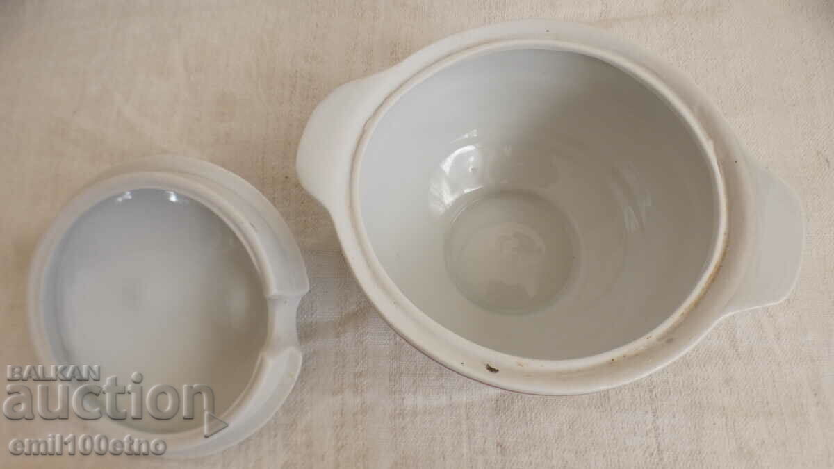 Auction  Old Bulgarian porcelain sugar bowl Dyanko Stefanov Razgrad