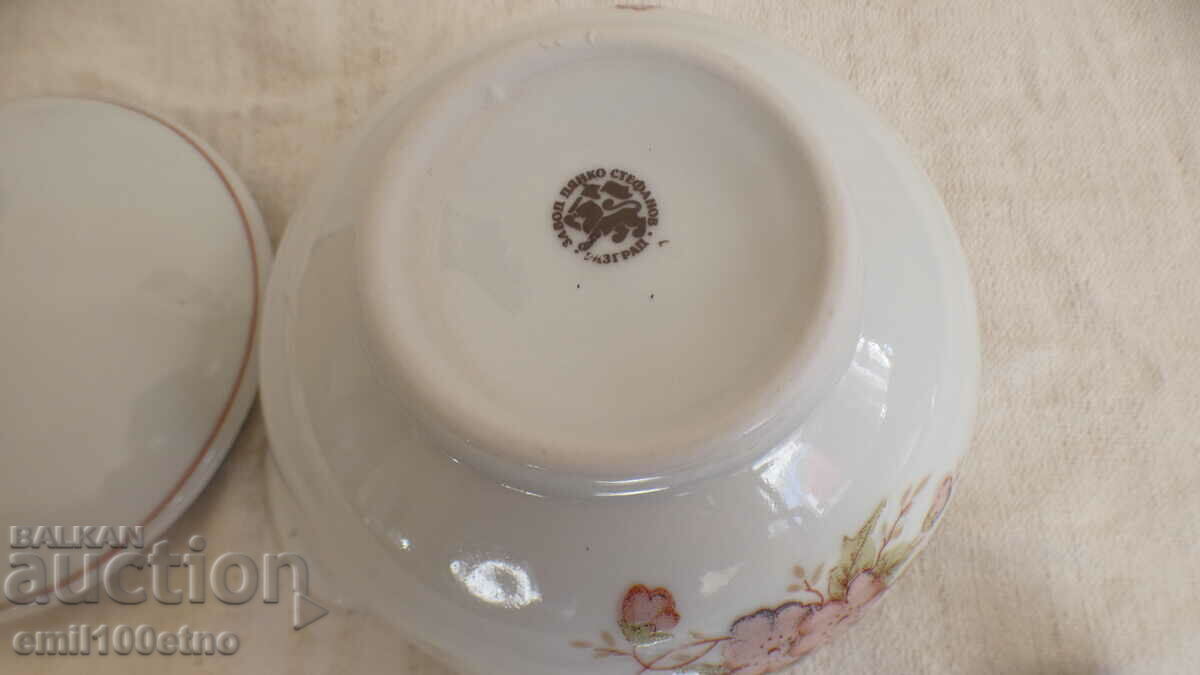 Old Bulgarian porcelain sugar bowl Dyanko Stefanov Razgrad - 6
