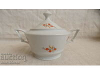 A beautiful sugar bowl with a picture old German KAHLA porcelain