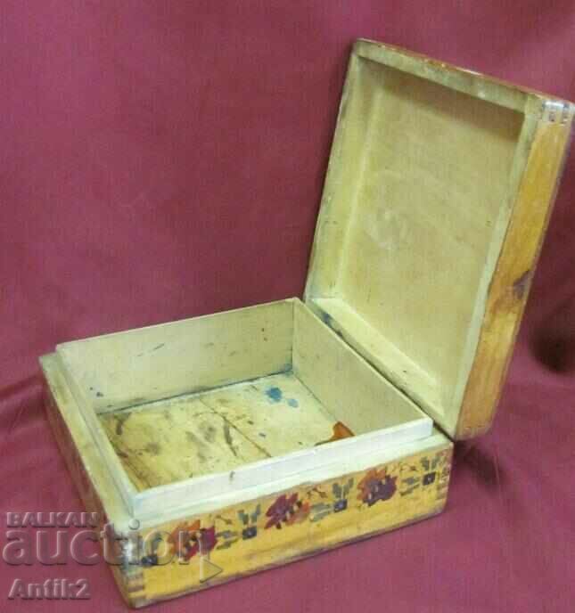 Delivery of 19th Century Wooden Antique Jewelry Box Hand Painted
