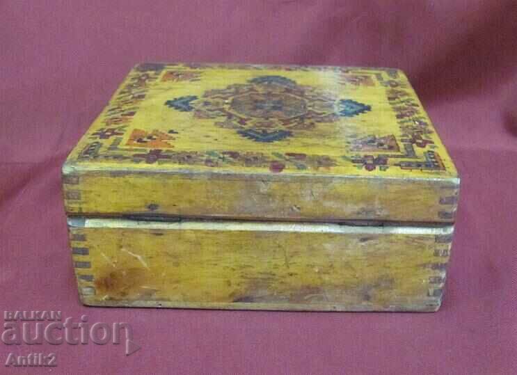 19th Century Wooden Antique Jewelry Box Hand Painted - 5