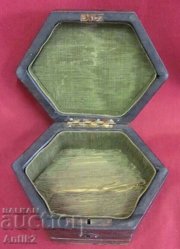 Cutie de bijuterii din lemn din secolul al XIX-lea Capac pictat manual - 5 Cutie de bijuterii din lemn din secolul al XIX-lea Capac pictat manual - 5