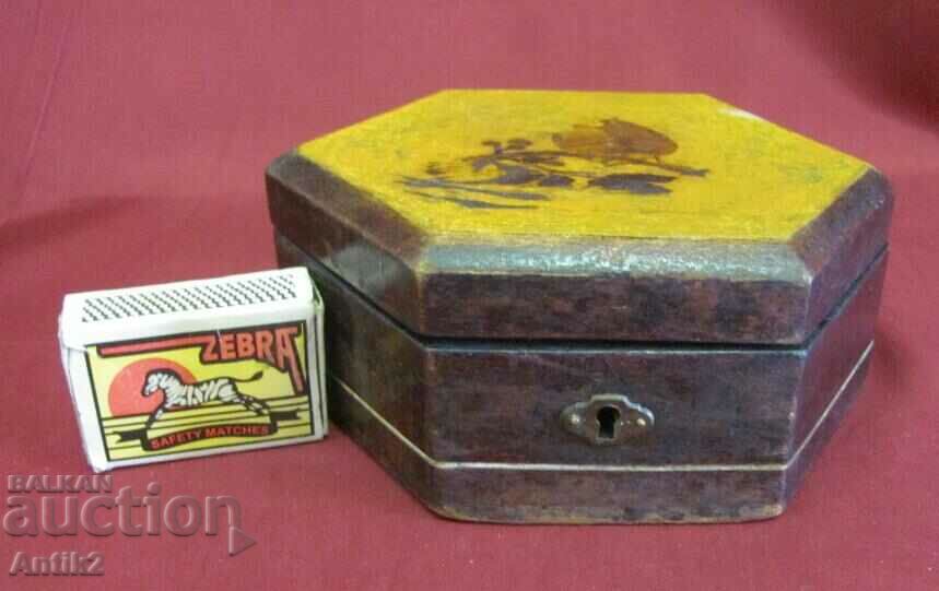 Cutie de bijuterii din lemn din secolul al XIX-lea Capac pictat manual - 7 Cutie de bijuterii din lemn din secolul al XIX-lea Capac pictat manual - 7