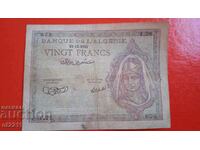Банкнота 20 франка Френски Алжир 1942