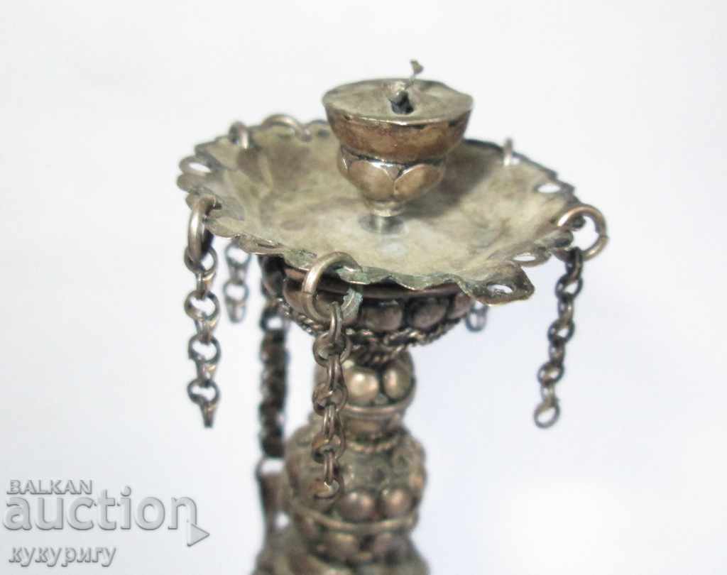 Auction  Old small decorative hookah silver plated decoration