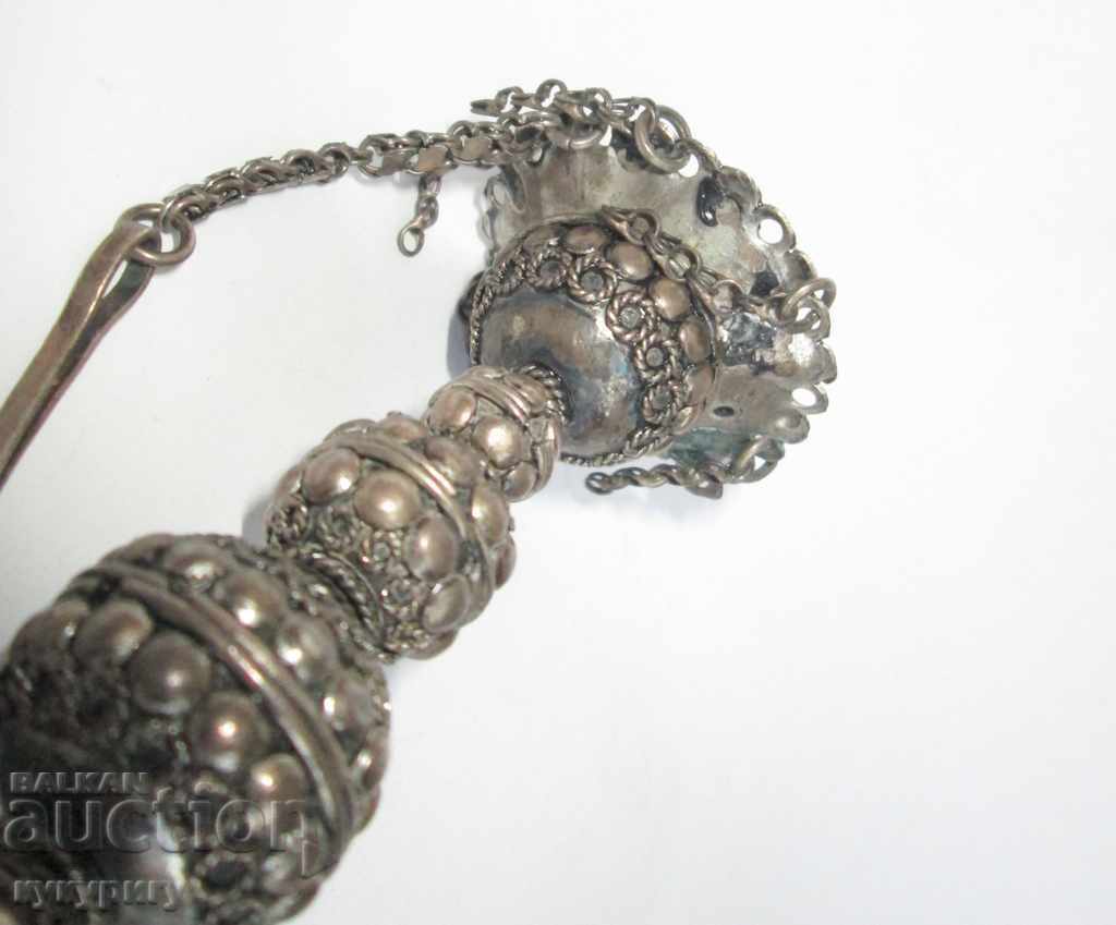 Old small decorative hookah silver plated decoration - 5