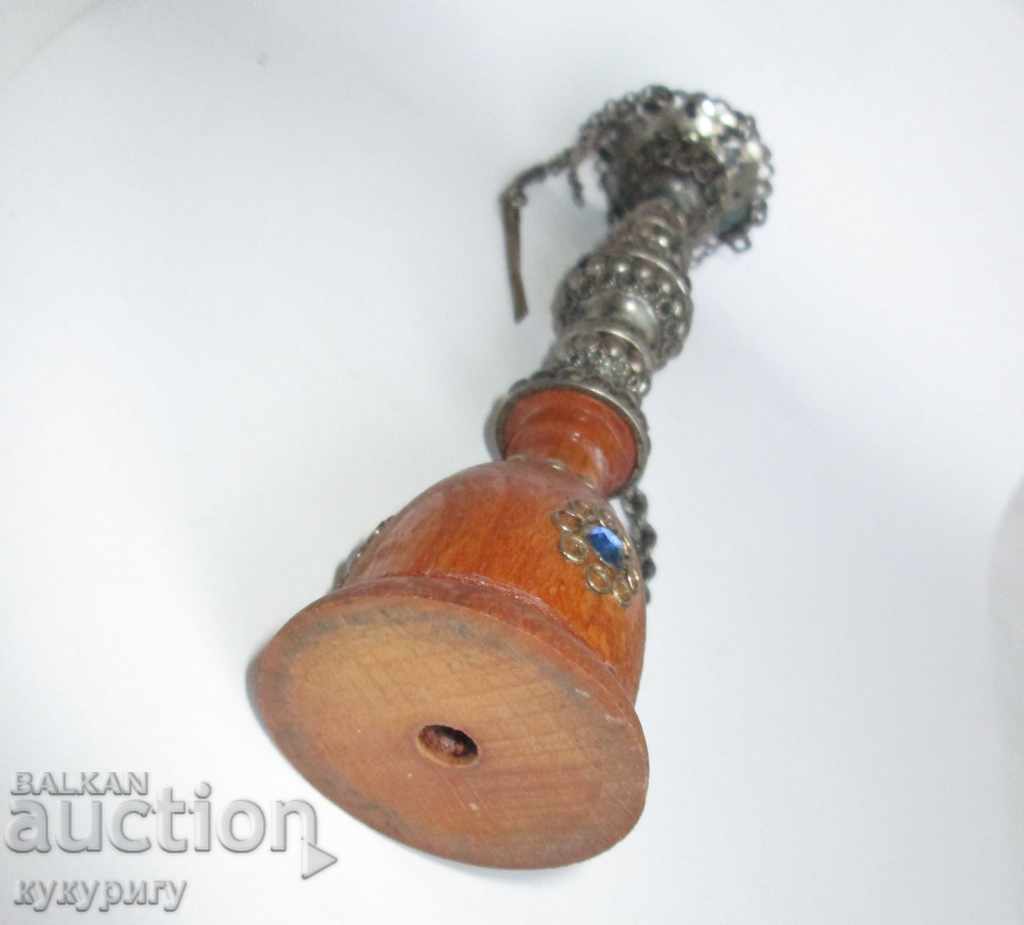 Old small decorative hookah silver plated decoration - 7