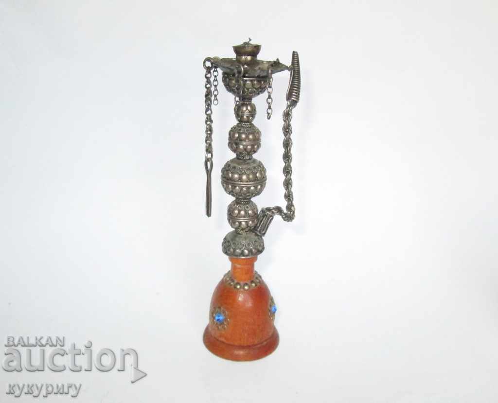 Old small decorative hookah silver plated decoration