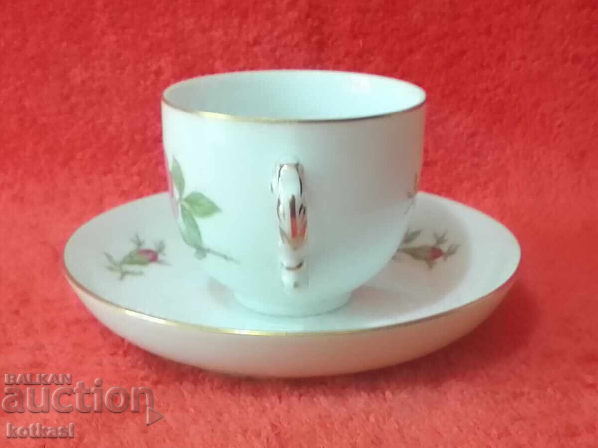 Old double porcelain set cup plate gilt Furstenberg F with price 125.00 BGN | € 63.91