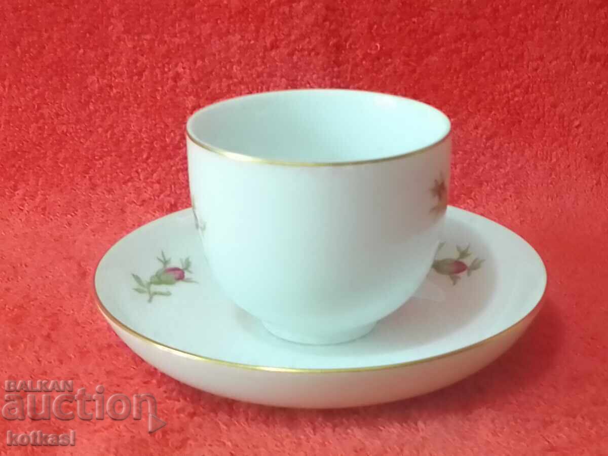 Delivery of Old double porcelain set cup plate gilt Furstenberg F