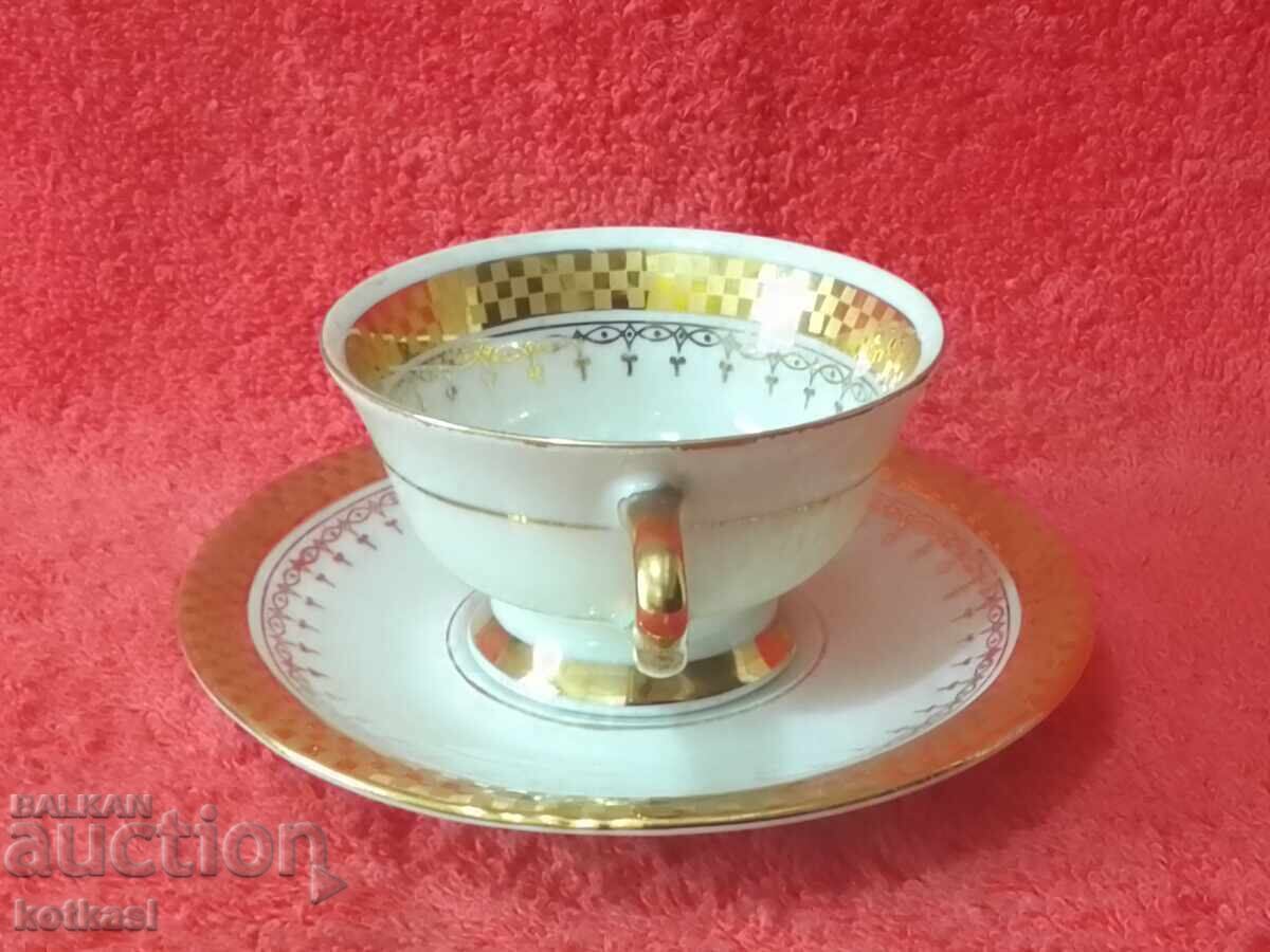 Old porcelain set cup plate gilding Wintrling collection with price 55.50 BGN | € 28.38