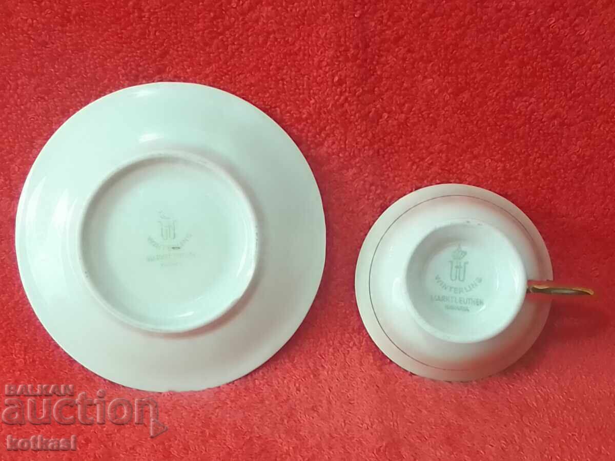 Old porcelain set cup plate gilding Wintrling collection - 6