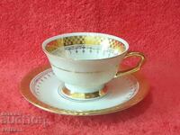 Old porcelain set cup plate gilding Wintrling collection