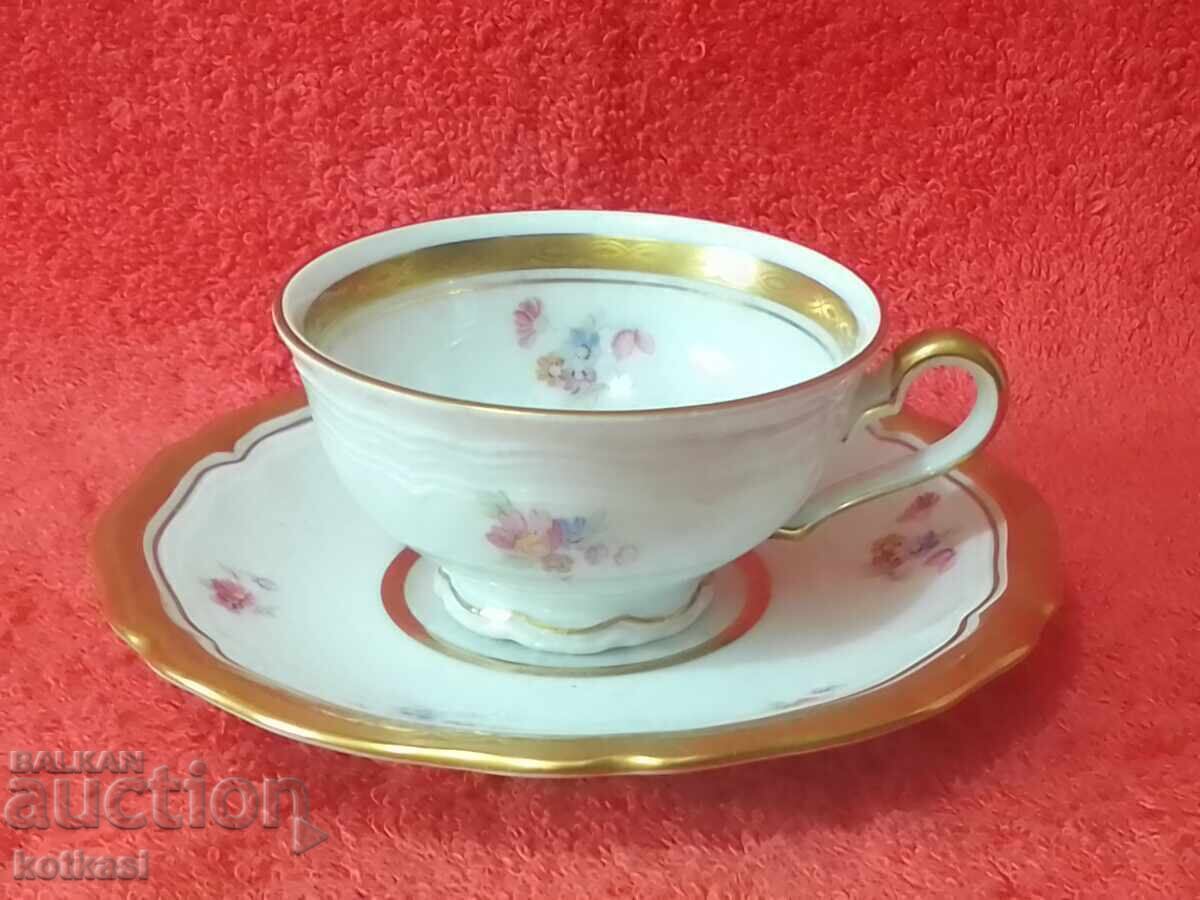 Old porcelain set cup plate gilding Marie Luise collection Old porcelain set cup plate gilding Marie Luise collection
