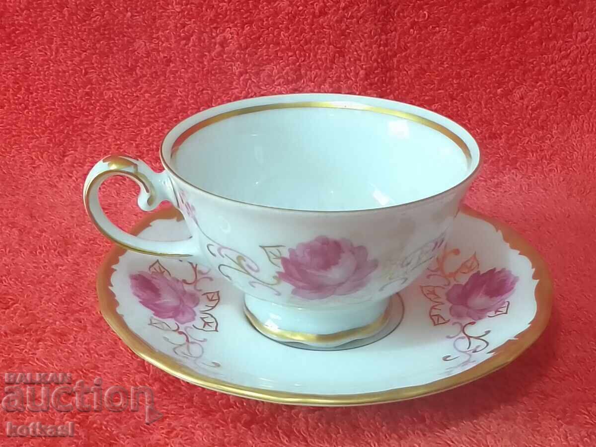 Auction Old double porcelain set cup plate gilt Germany R Auction Old double porcelain set cup plate gilt Germany R
