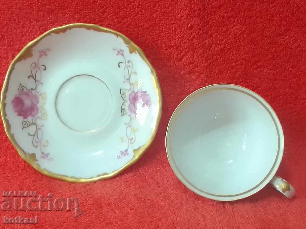 Delivery of Old double porcelain set cup plate gilt Germany R Delivery of Old double porcelain set cup plate gilt Germany R