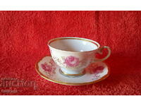 Old double porcelain set cup plate gilt Germany R