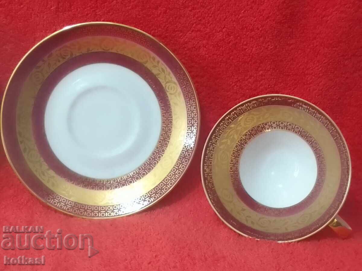 Delivery of Old triple set glass, 2 plates gilt Winterling Germany Delivery of Old triple set glass, 2 plates gilt Winterling Germany