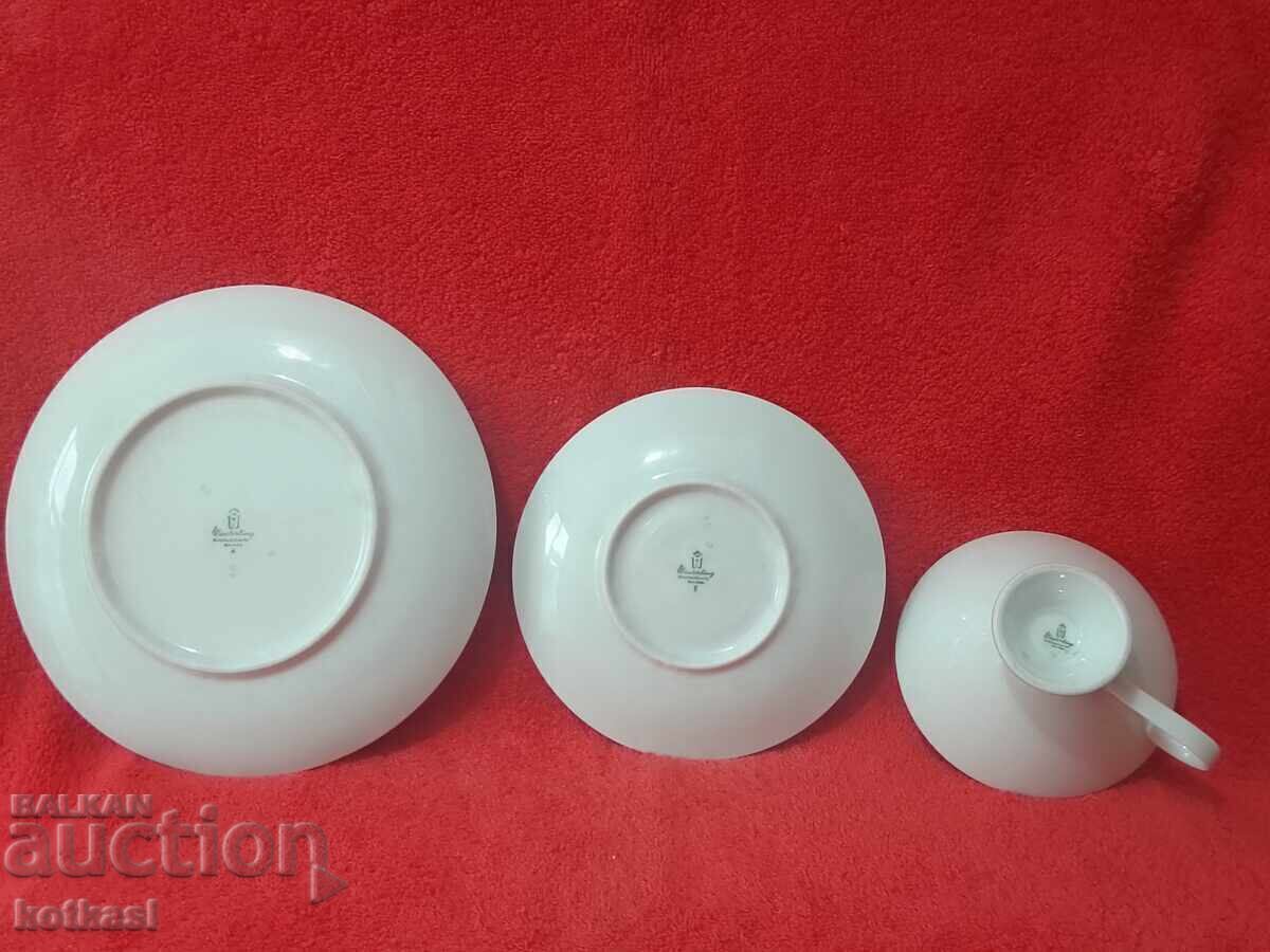 Old triple set glass, 2 plates gilt Winterling Germany - 5 Old triple set glass, 2 plates gilt Winterling Germany - 5