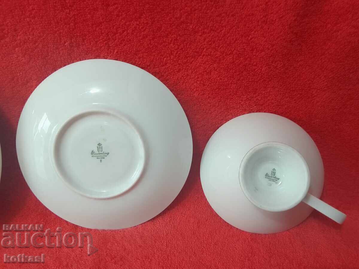 Old triple set glass, 2 plates gilt Winterling Germany - 6 Old triple set glass, 2 plates gilt Winterling Germany - 6