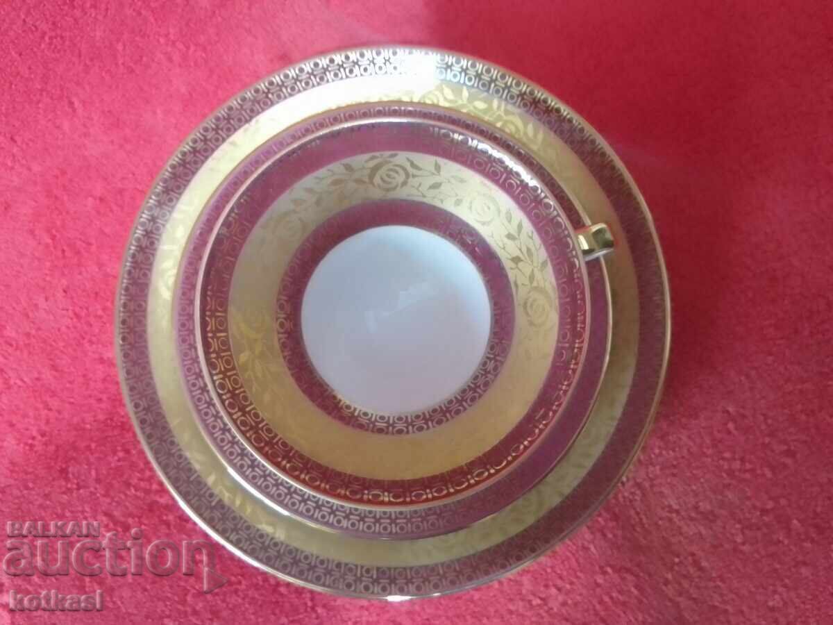 Old triple set glass, 2 plates gilt Winterling Germany - 7 Old triple set glass, 2 plates gilt Winterling Germany - 7