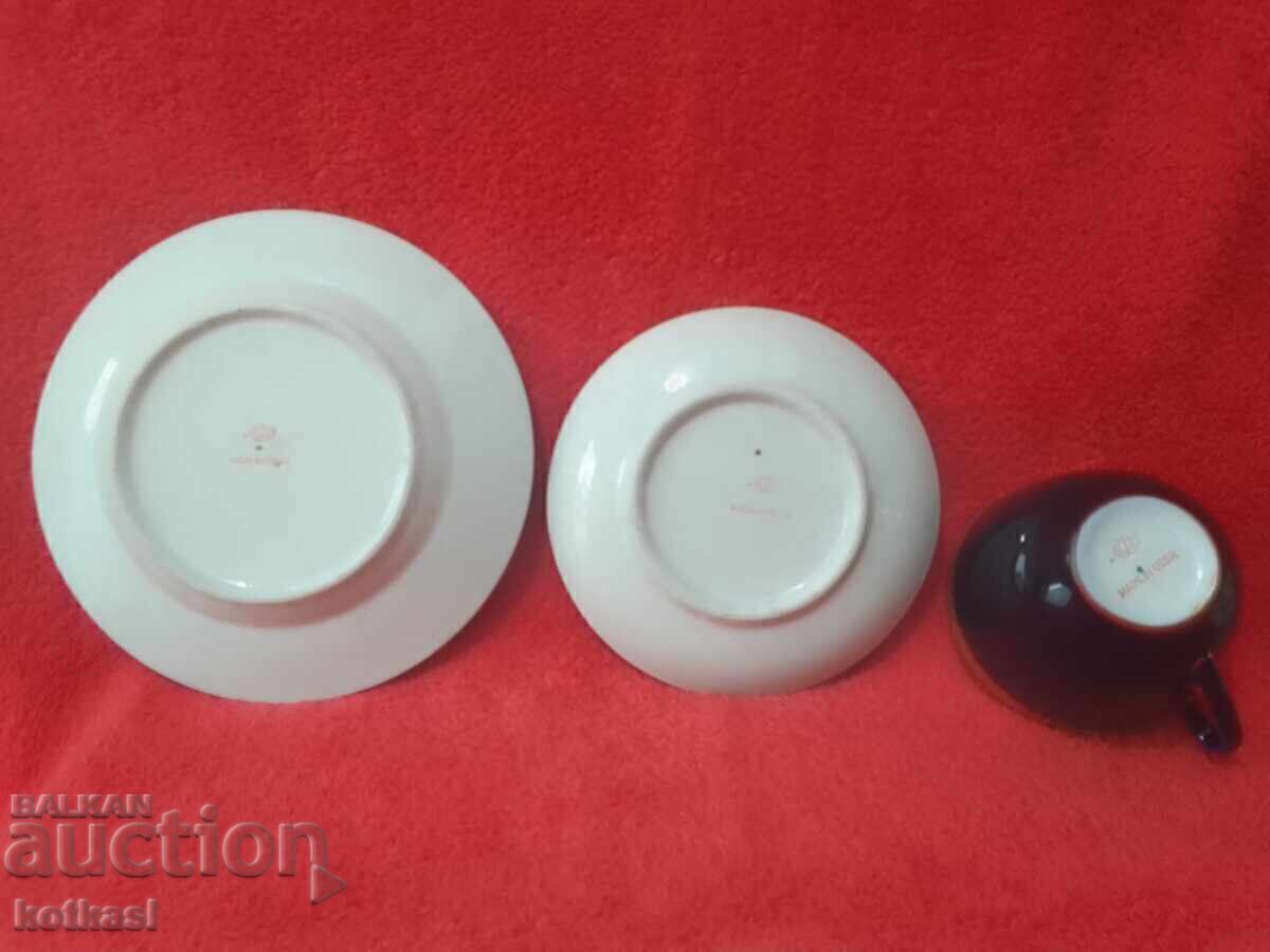 Παλιό πορσελάνινο τριπλό σετ κύπελλο 2 πιάτα LFZ USSR Cobalt Gilding - 6 Παλιό πορσελάνινο τριπλό σετ κύπελλο 2 πιάτα LFZ USSR Cobalt Gilding - 6