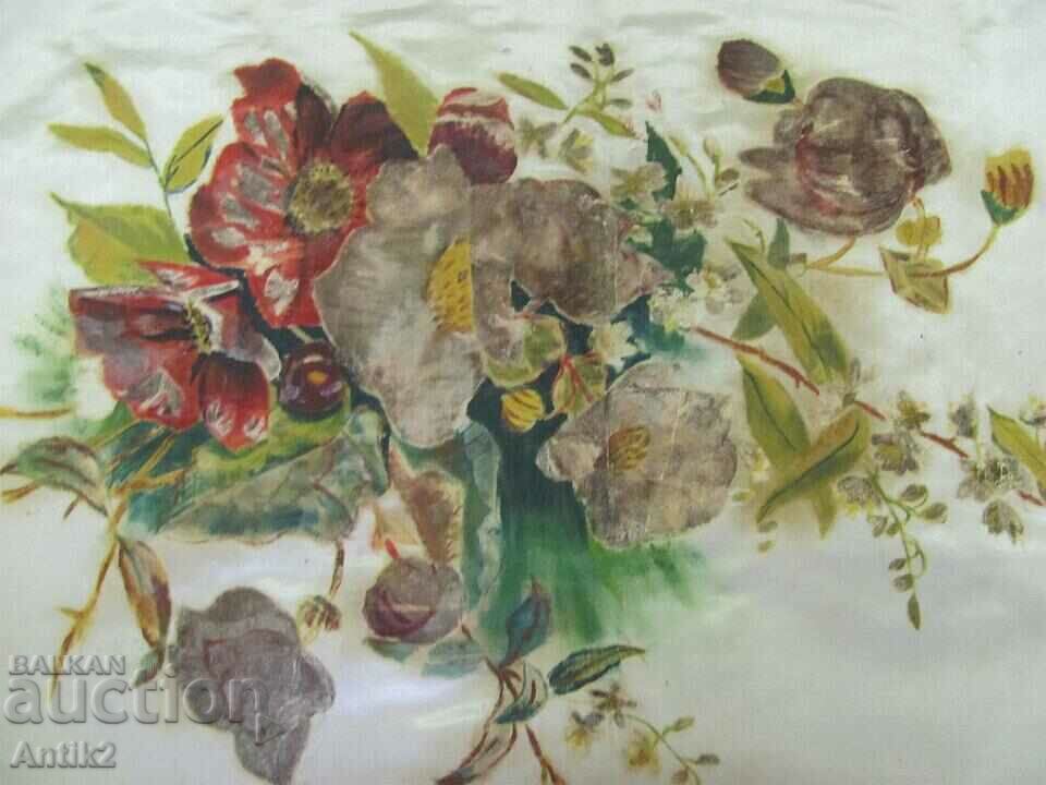 Auction 19th Century Hand Painted Panel on Silk Auction 19th Century Hand Painted Panel on Silk