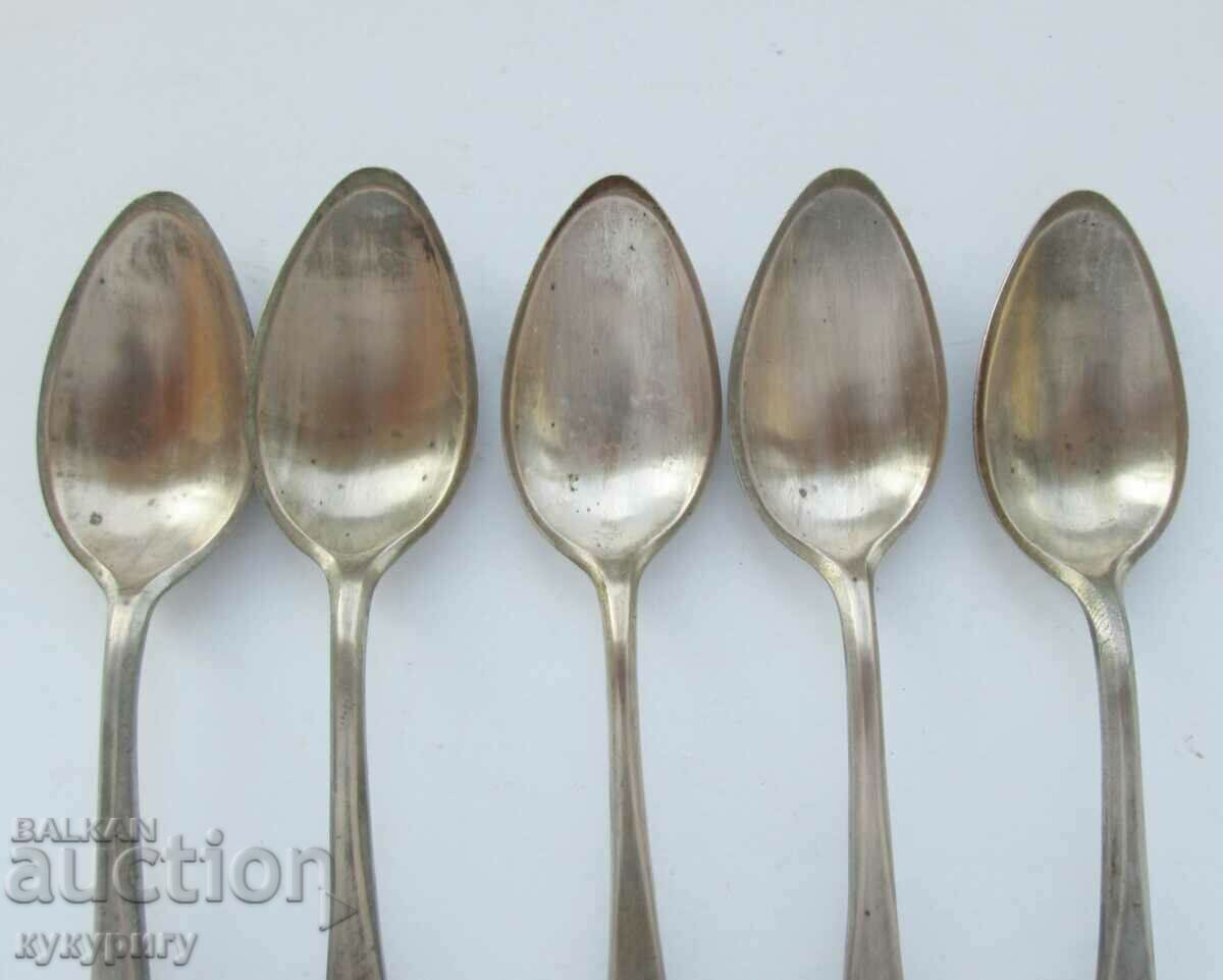 5 old antique renaissance silver spoons chopped with price 110.00 BGN | € 56.24