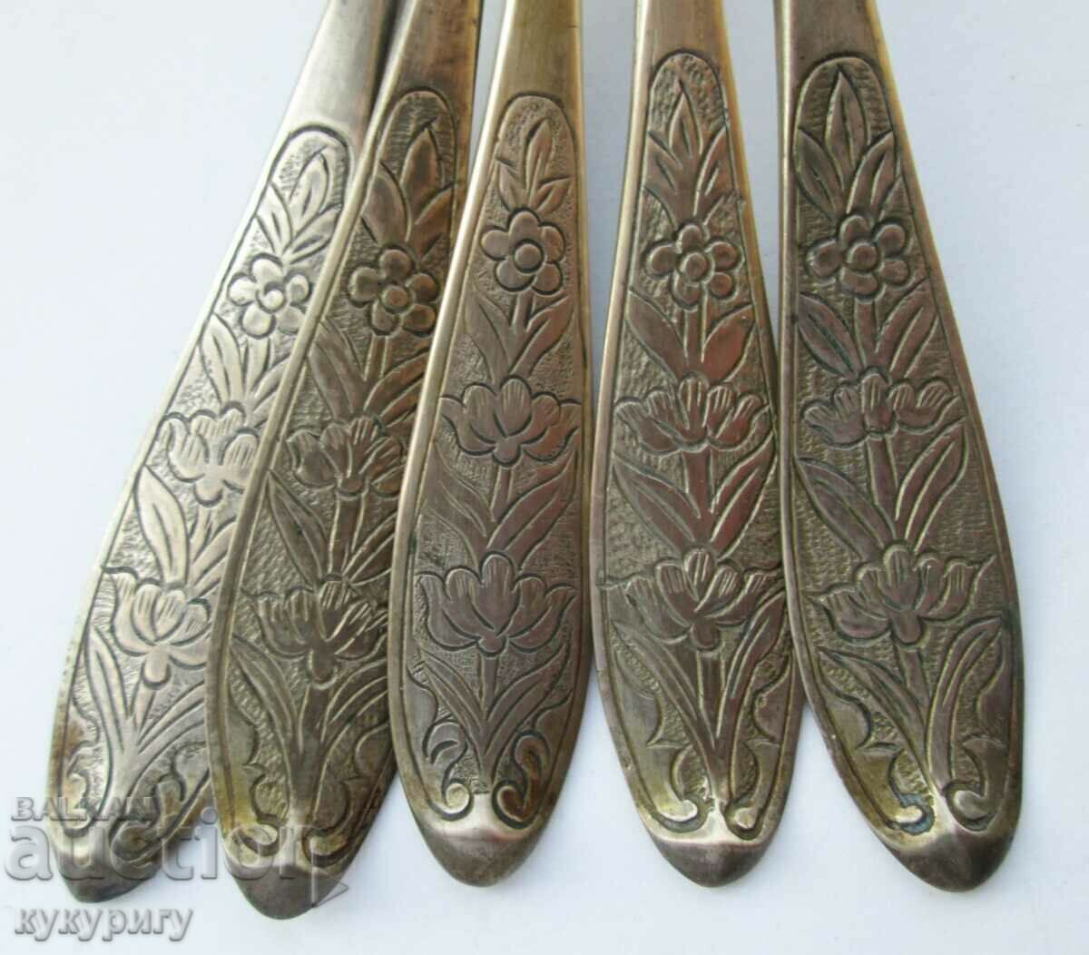 Auction  5 old antique renaissance silver spoons chopped