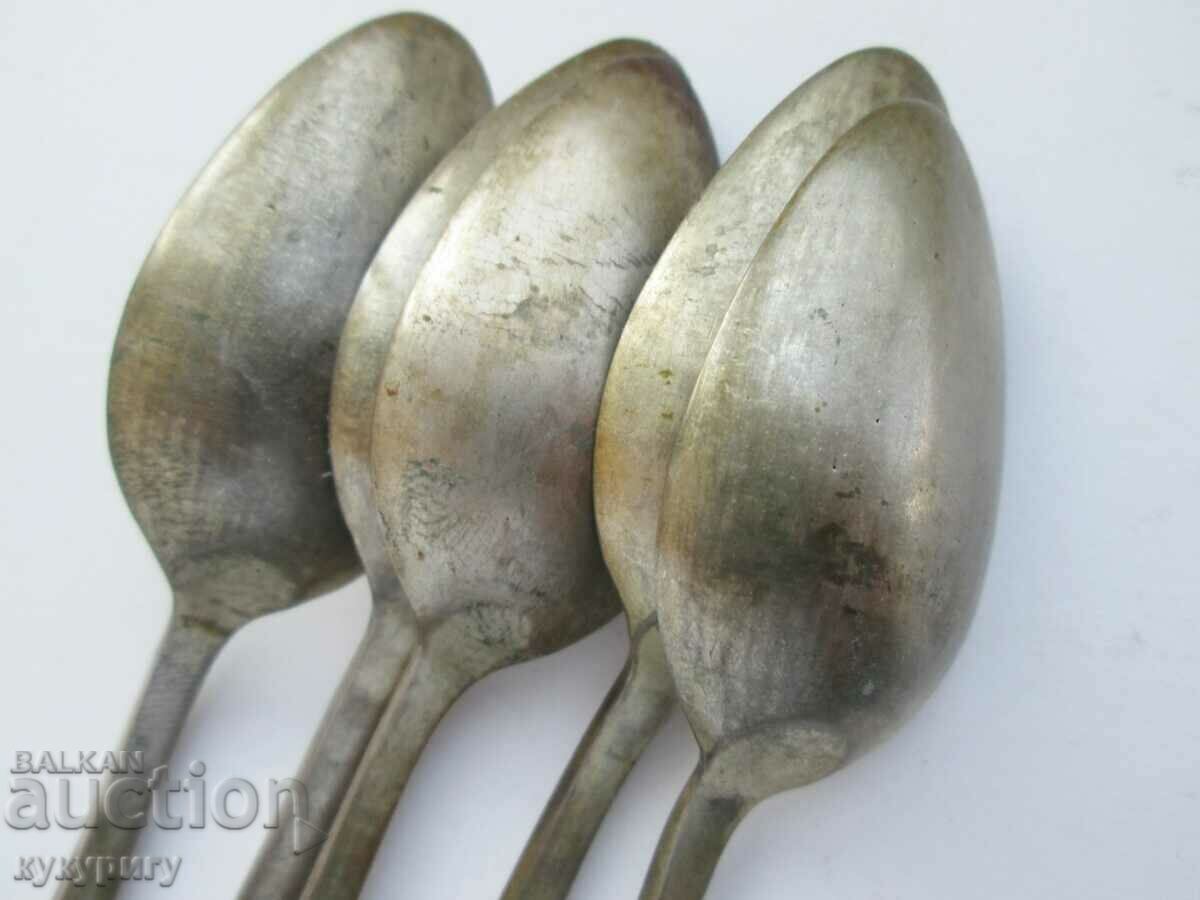 5 old antique renaissance silver spoons chopped - 5