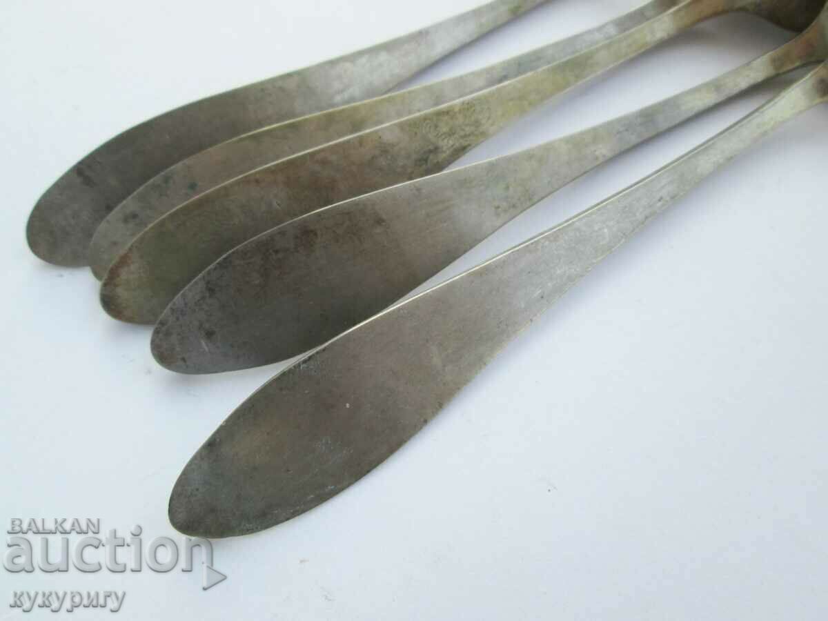 5 old antique renaissance silver spoons chopped - 6