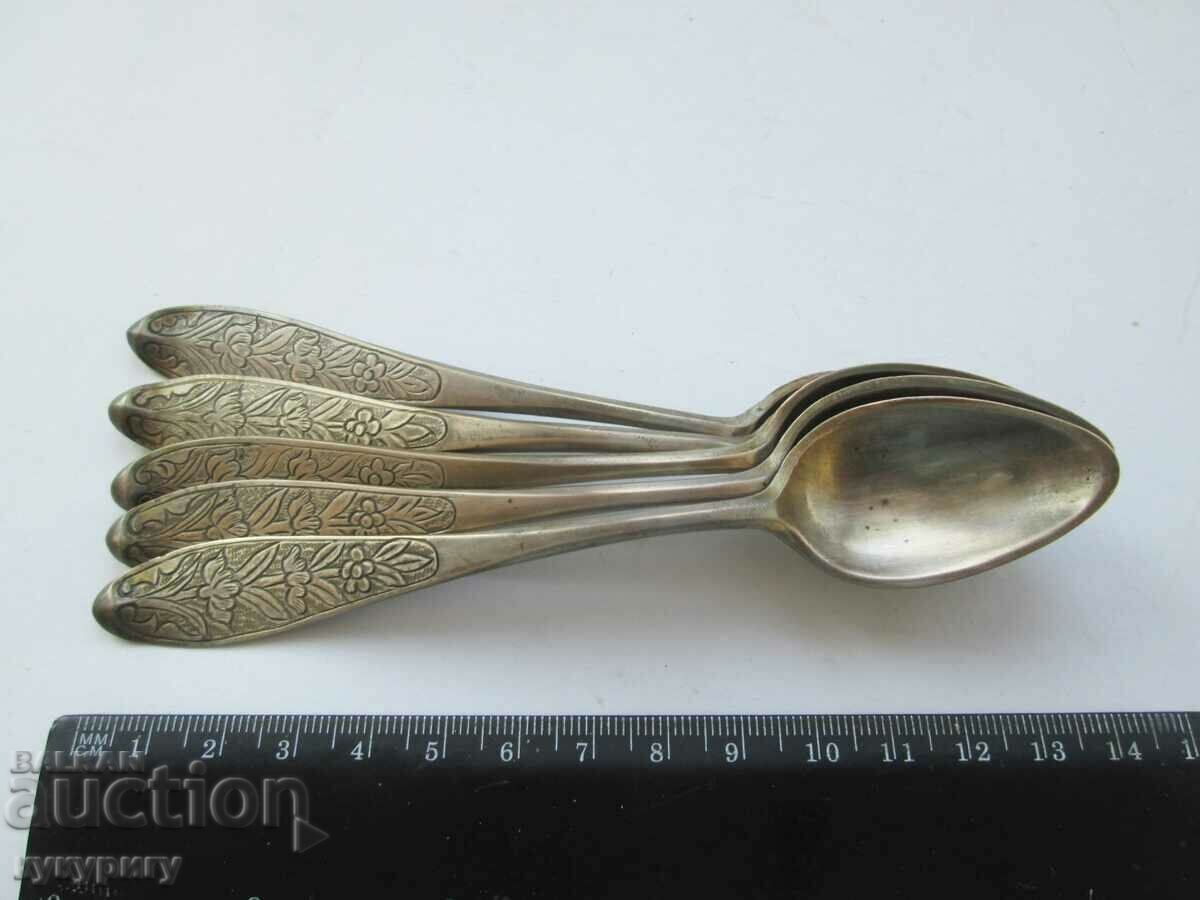 5 old antique renaissance silver spoons chopped - 7