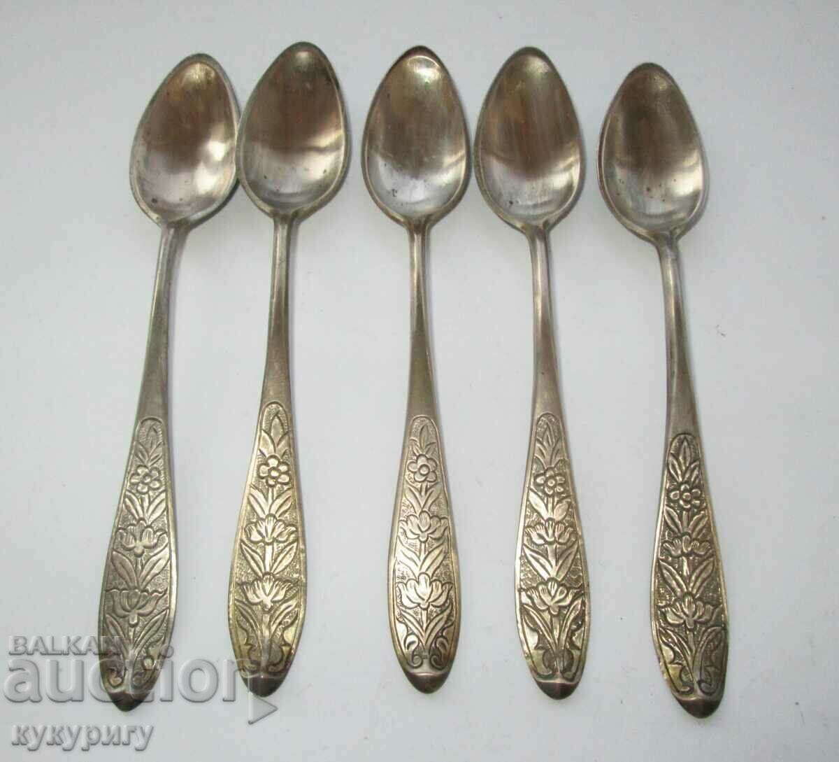 5 old antique renaissance silver spoons chopped