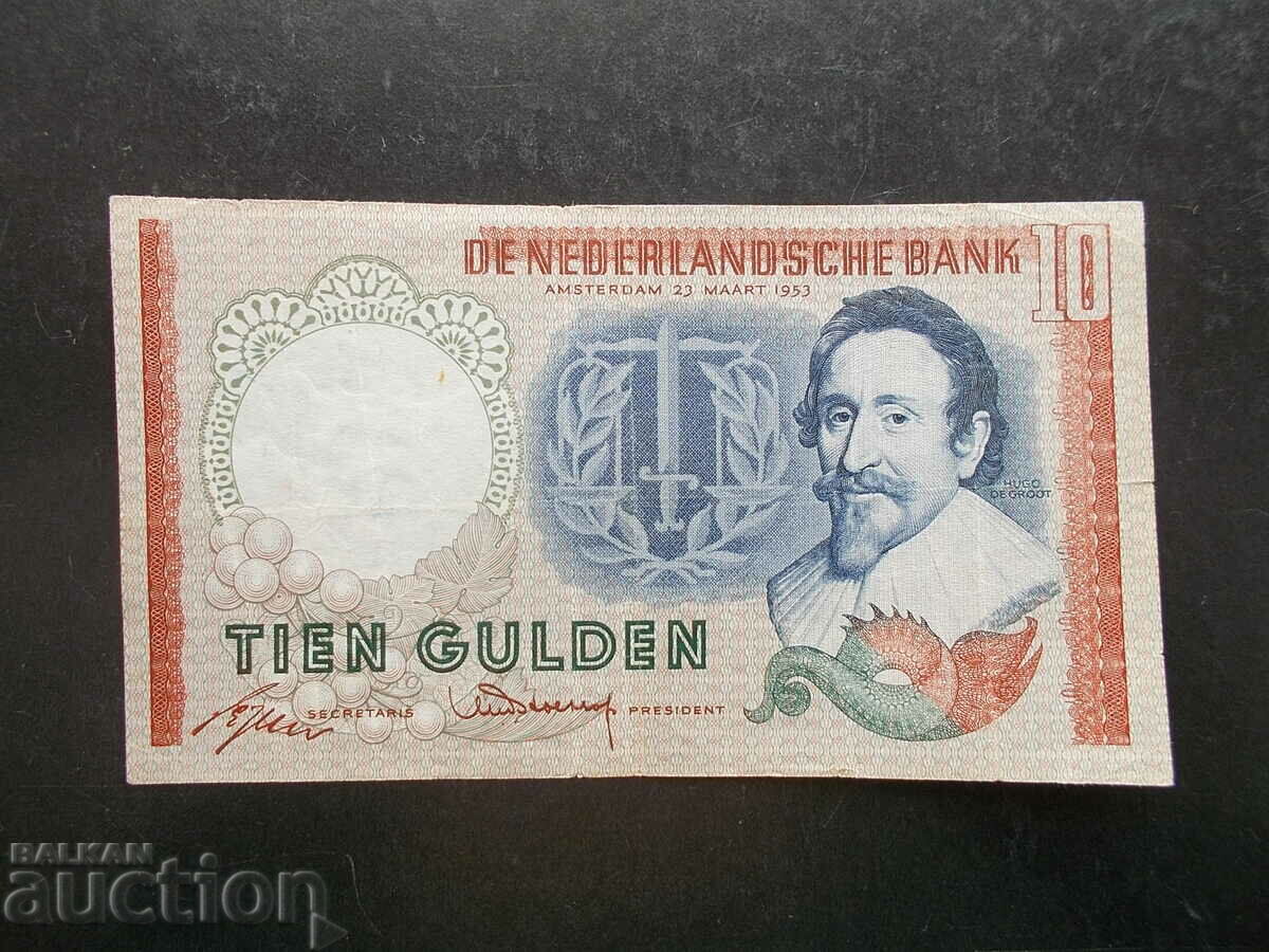 NETHERLANDS, 10 guilders, 1953
