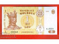 МОЛДОВА MOLDOVA 1 Леу емисия issue 2006 - 000063 НОВА UNC